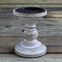 Candelabro tradicional de madera- hecho a mano- blanco envejecido